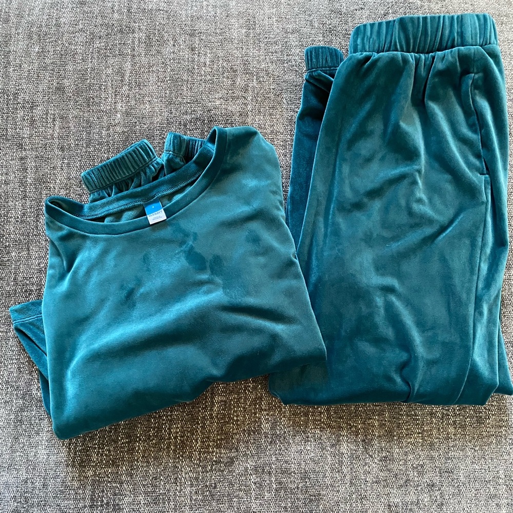 Old Navy Coord Set Teal Crop Sweater and Sweatpants Size Small
